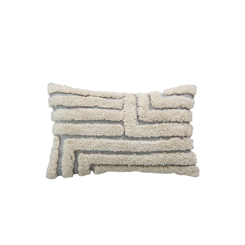 Quadratisches strukturiertes Gitter tufted dekoratives Wurfkissenbezug mit flauschigem erhobenem Gitter