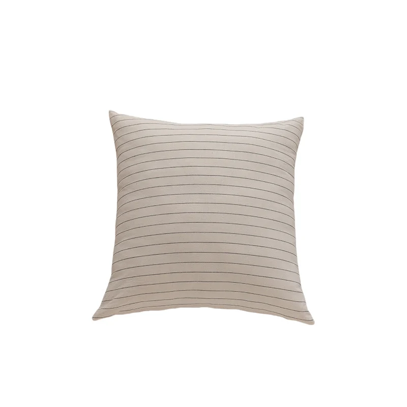 Quadratisch Gestreifter Strickbaumwollkissenbezug mit Verborgenem Reißverschluss und Weichem Insert