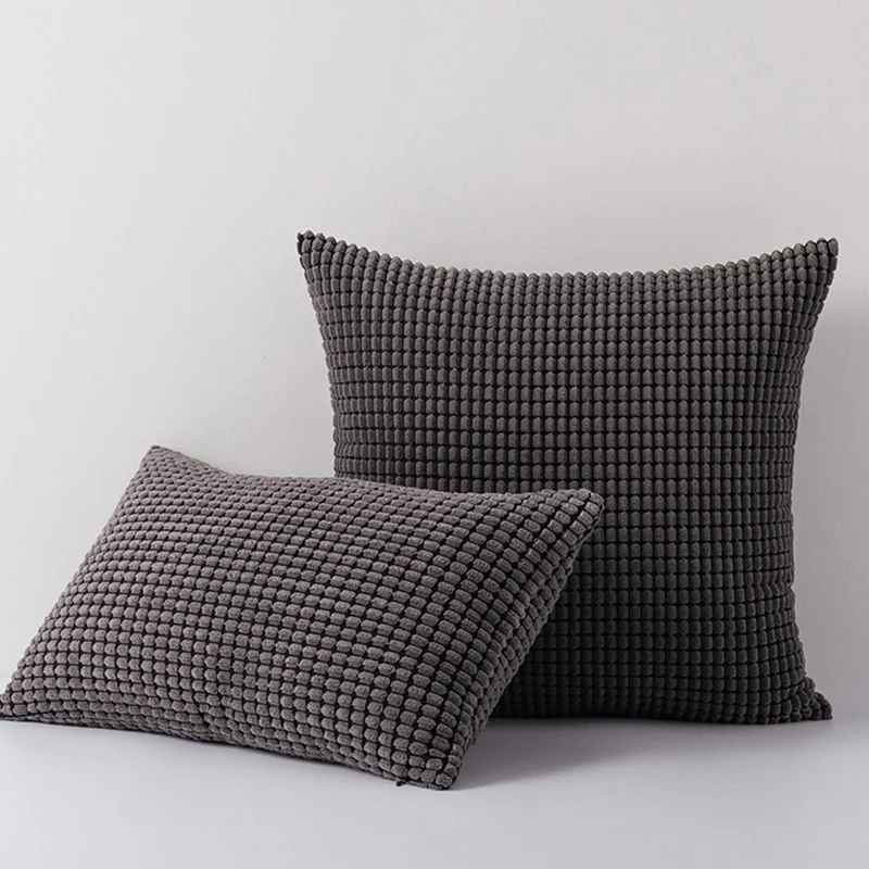 Plüsch Waffelraster Chenille Sofa Akzent Kissen Duo mit abnehmbaren Reißverschlussbezügen