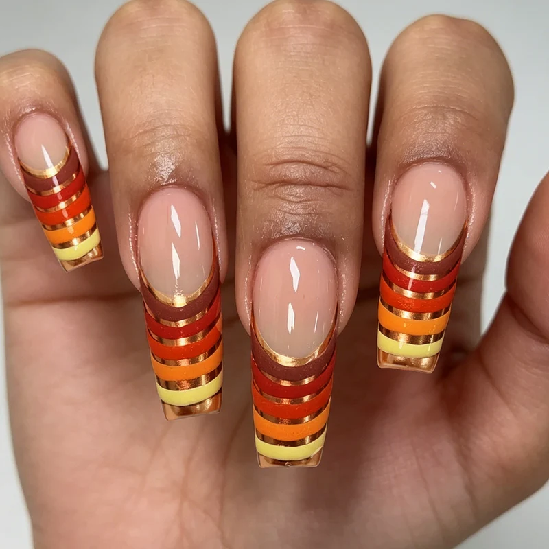 Striped Ombre Acrylic Nail Enhancements Stornfield