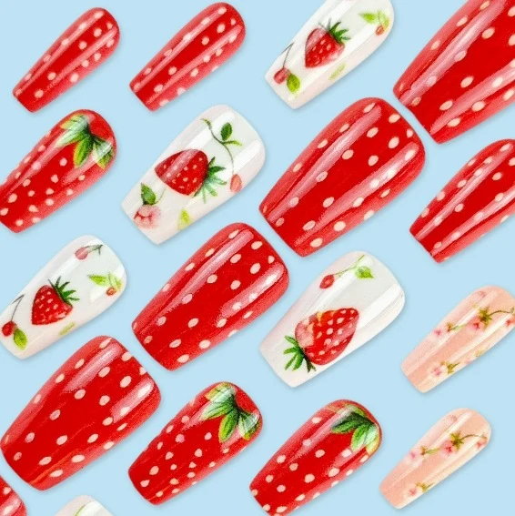Strawberry-Themed Nail Art Enhancements Stornfield