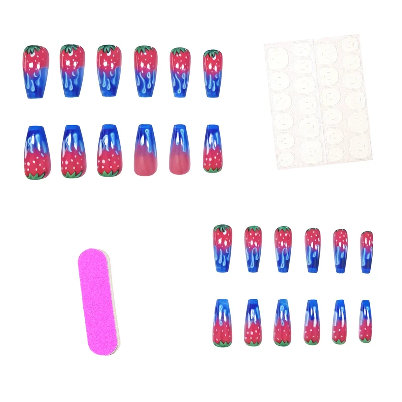 Strawberry-Inspired Acrylic Nail Art Extensions Stornfield