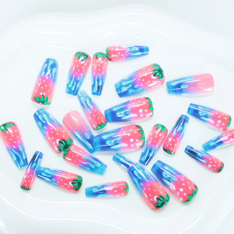 Strawberry-Inspired Acrylic Nail Art Stornfield