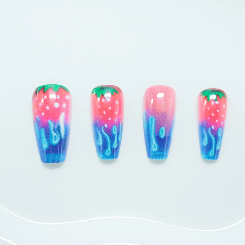 Strawberry-Inspired Acrylic Nail Art Stornfield