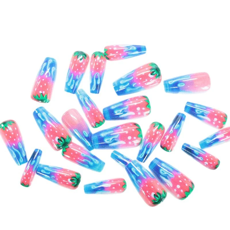 Strawberry-Inspired Acrylic Nail Art Stornfield