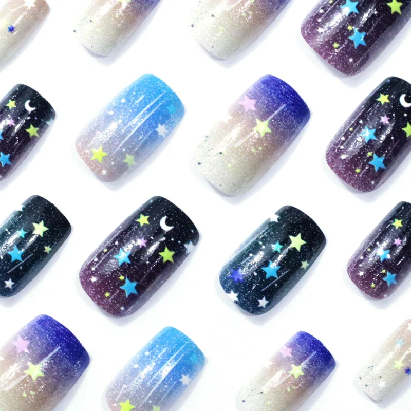 Starry Night Themed Nail Art Enhancements Stornfield