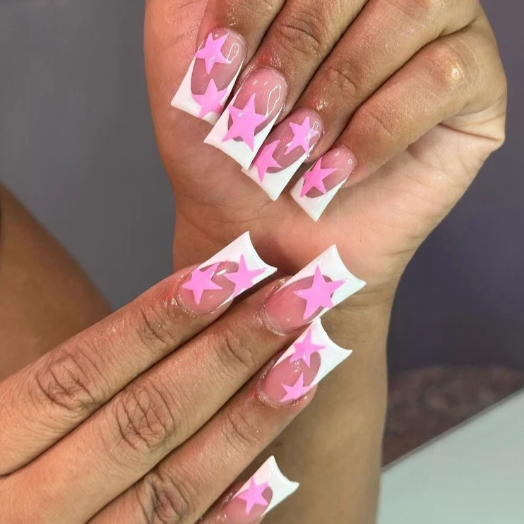 Star-Embellished Acrylic Nail Art Enhancements Stornfield