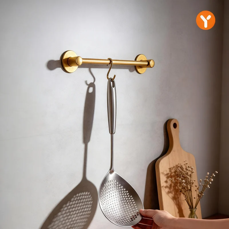 Stainless steel ladle with wooden handle, large size