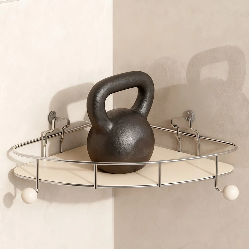 Stainless steel suction cup wall shelf for bathroom