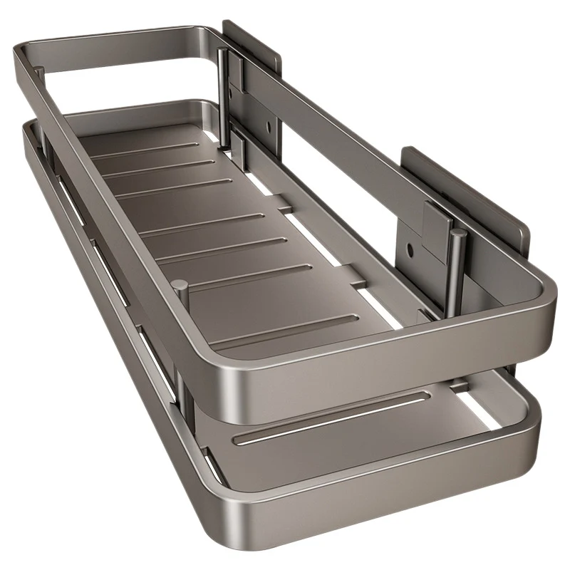 Stainless steel bath shelf without drilling