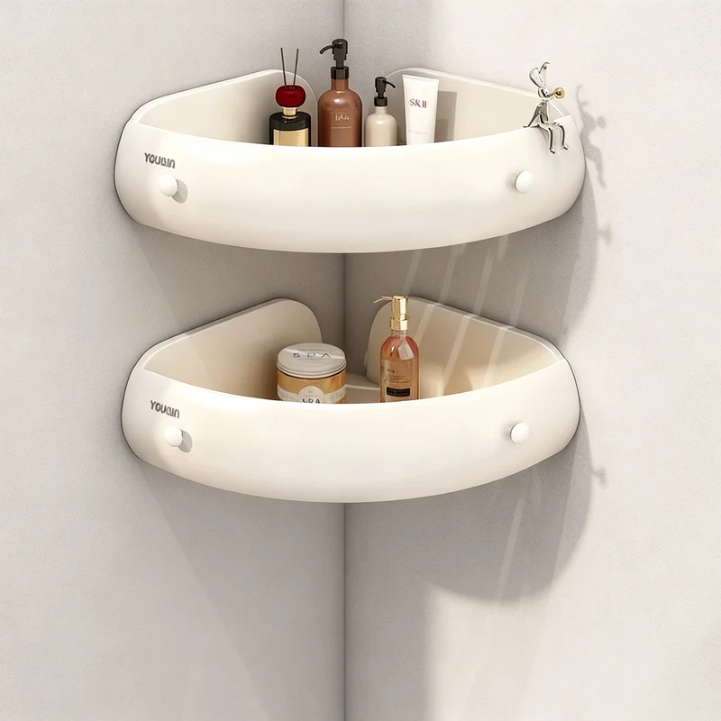 Corner shelf for bathroom, aluminum, no drilling
