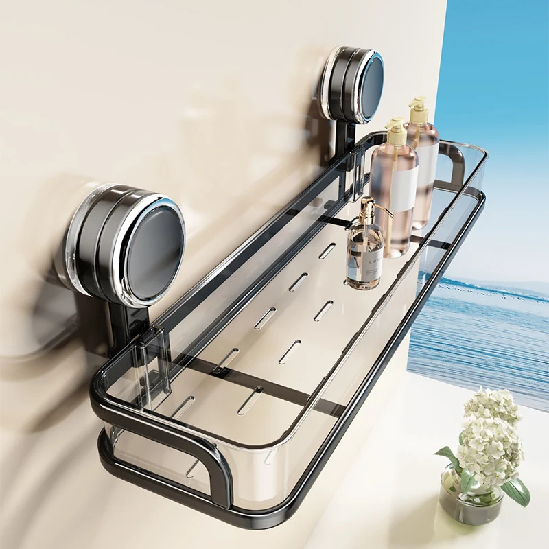 Bathroom shelf with suction cup without drilling
