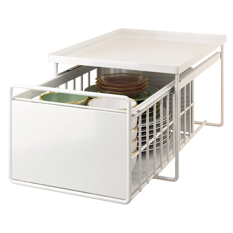 Extendable under-cabinet shelf made of metal