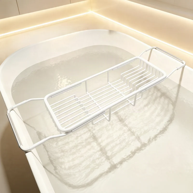 Expandable stainless steel bathtub rack