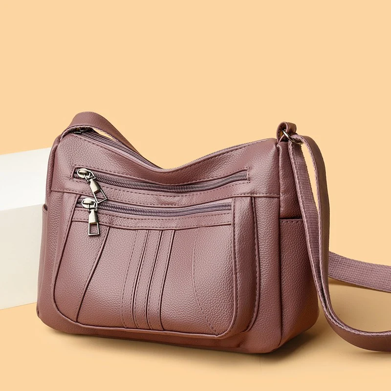 Functional Faux Leather Shoulder Bag