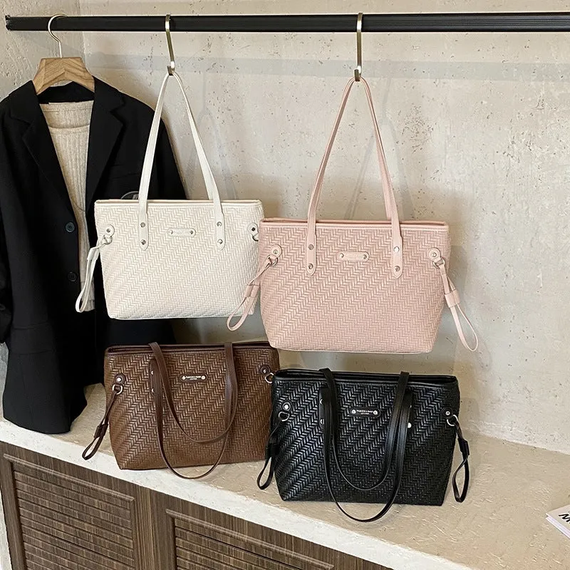 Textured Woven Tote Bag