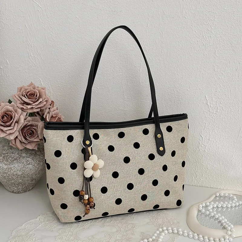 Stylish Polka Dot Canvas Tote Bag