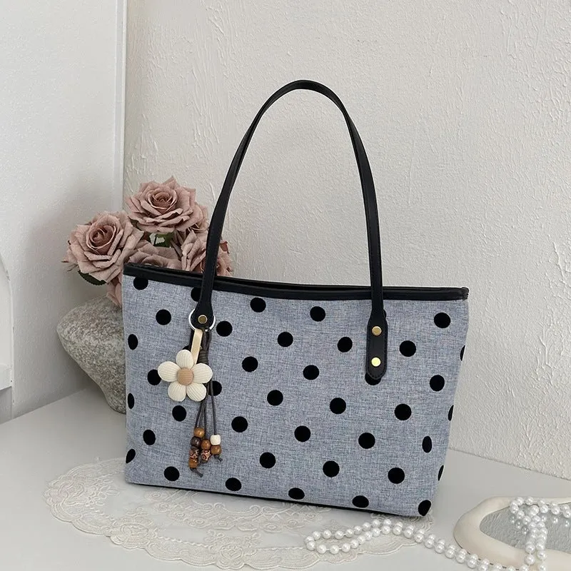 Stylish Polka Dot Canvas Tote Bag