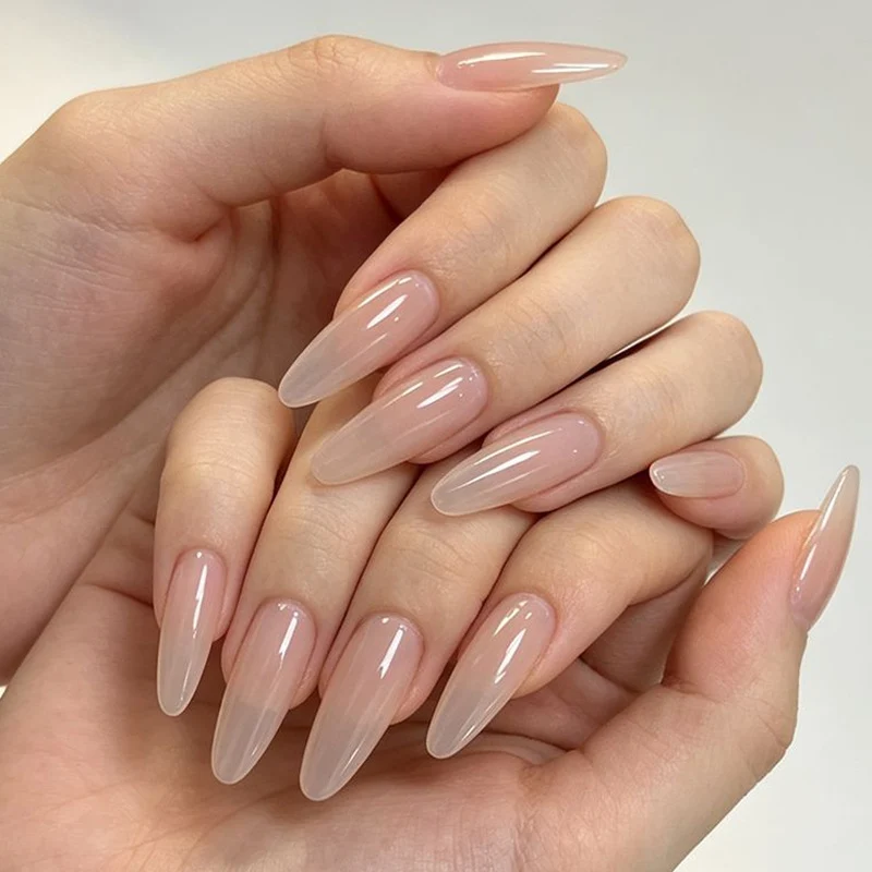 Natural Almond-Shaped Acrylic Nail Enhancements Stornfield