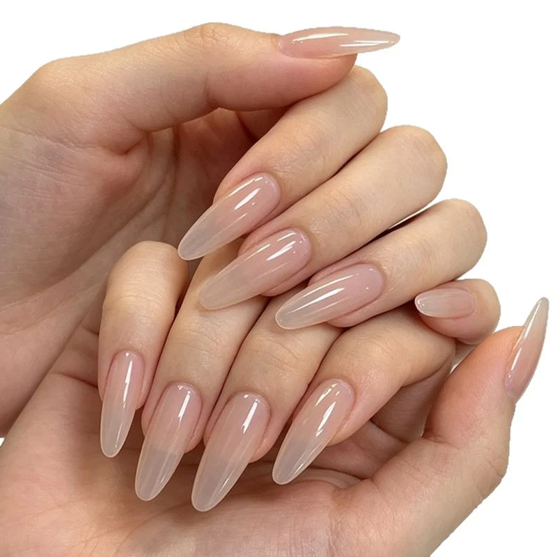 Natural Almond-Shaped Acrylic Nail Enhancements Stornfield