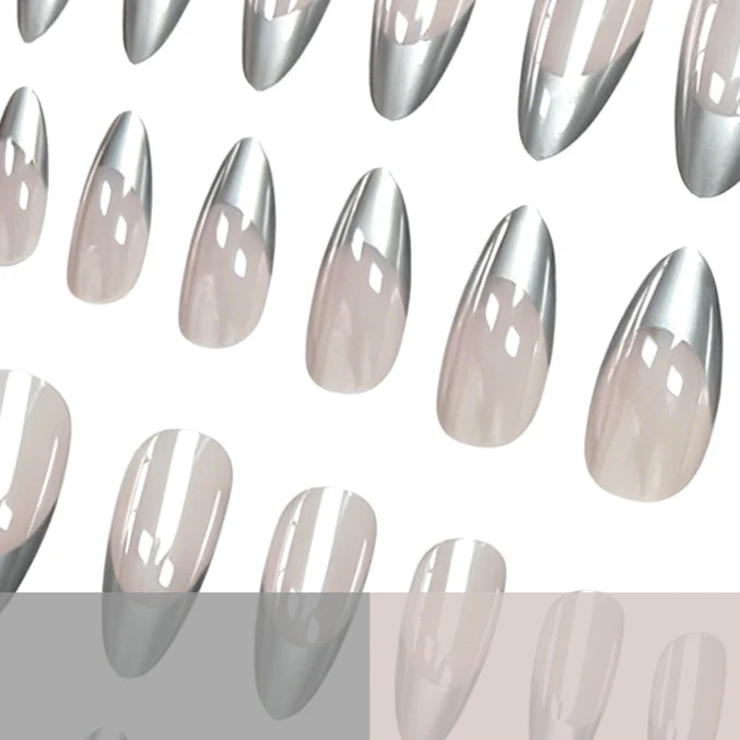 Metallic French Tip Nail Enhancements Stornfield