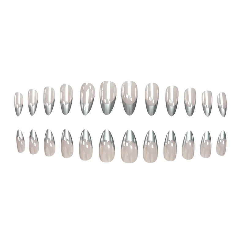Metallic French Tip Nail Enhancements Stornfield