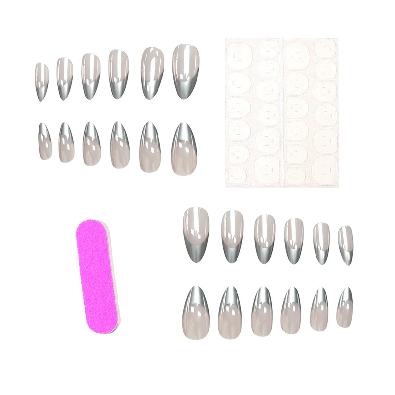 Metallic French Tip Nail Enhancements Stornfield