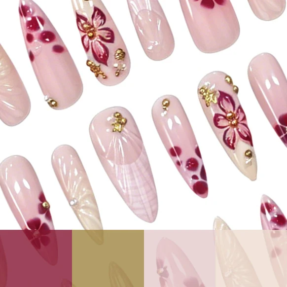 Luxury Floral Press-On Nail Enhancements Stornfield