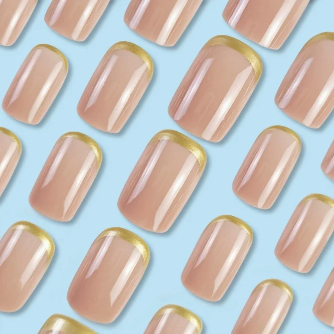 Luxurious Gold-Trimmed Gel Nail Enhancements Stornfield