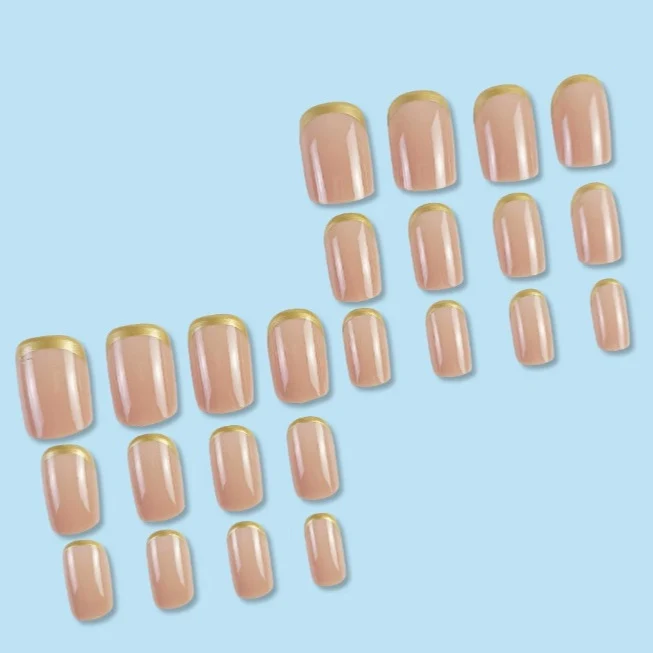 Luxurious Gold-Trimmed Gel Nail Enhancements Stornfield