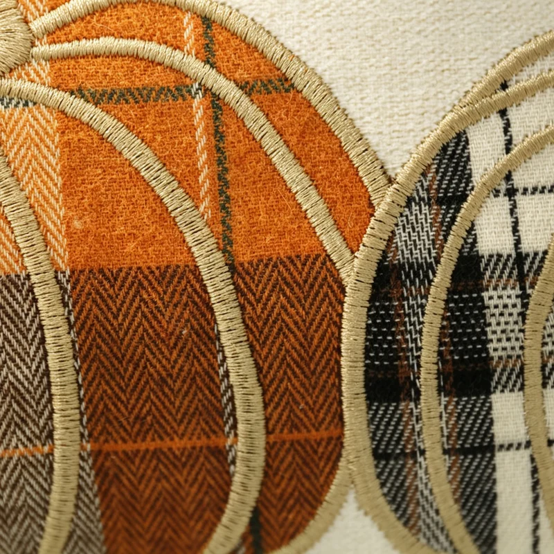 Embroidered Autumn Pumpkin Decorative Throw Pillow
