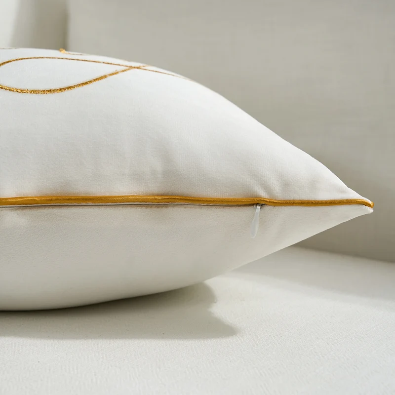 Decorative Holiday Throw Pillow with Gold Script Embroidery