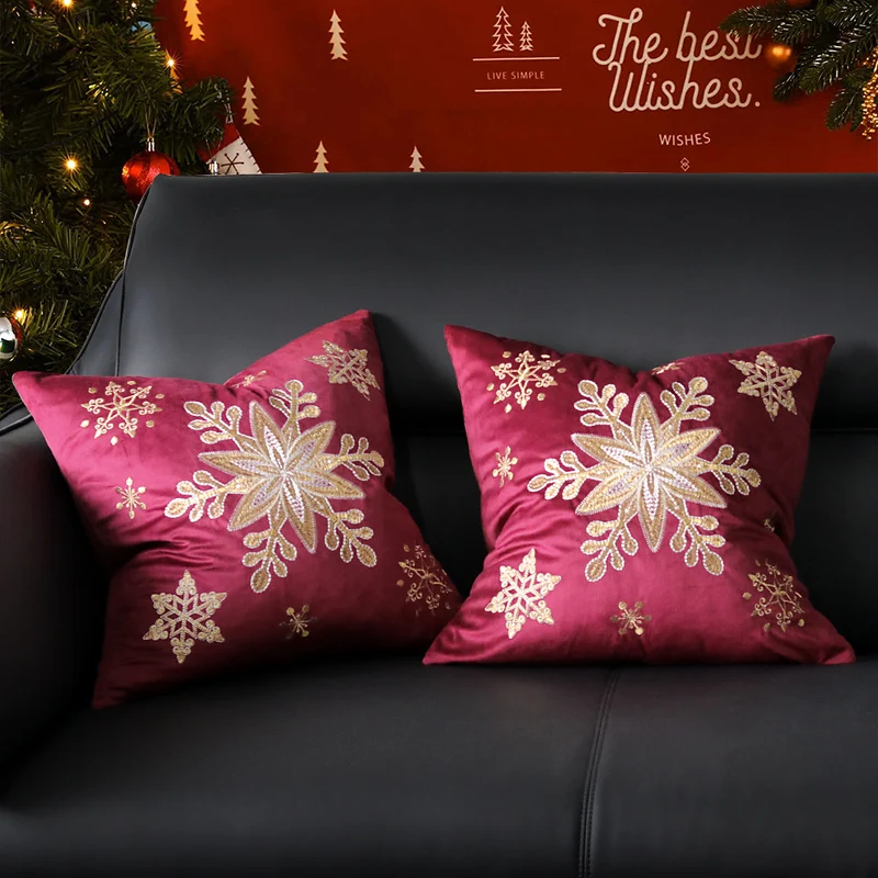 Decorative Holiday Throw Pillow with Deer Silhouette