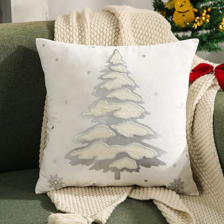 Decorative Holiday Throw Pillow with Deer Silhouette