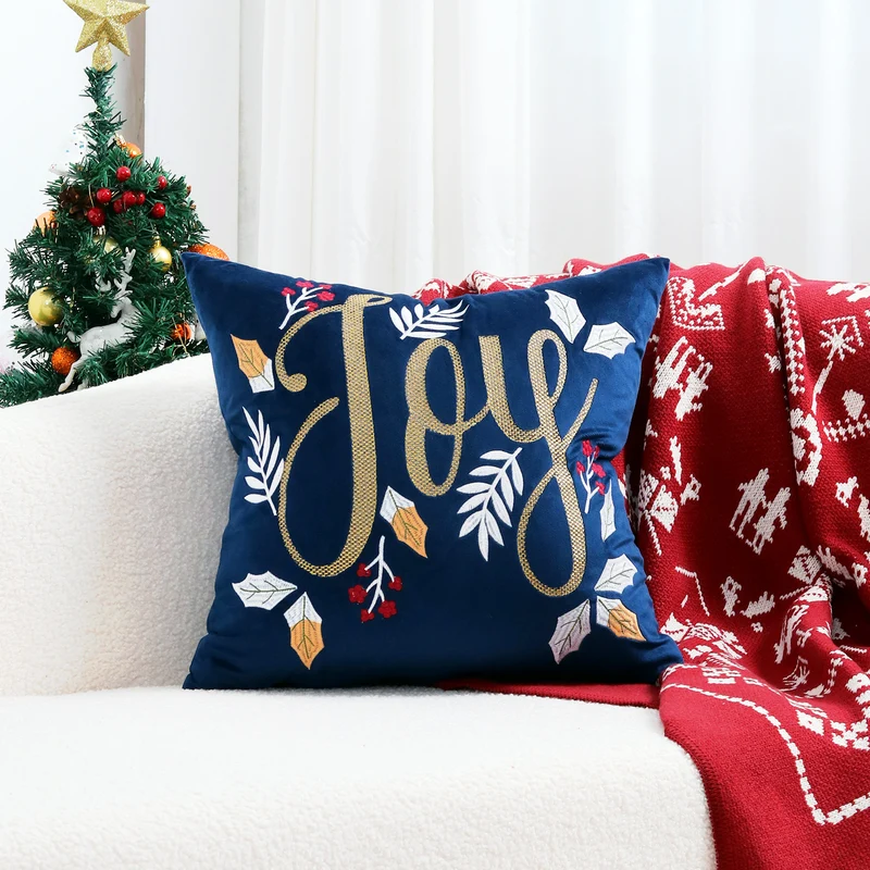 Decorative Holiday Throw Pillow with Deer Silhouette