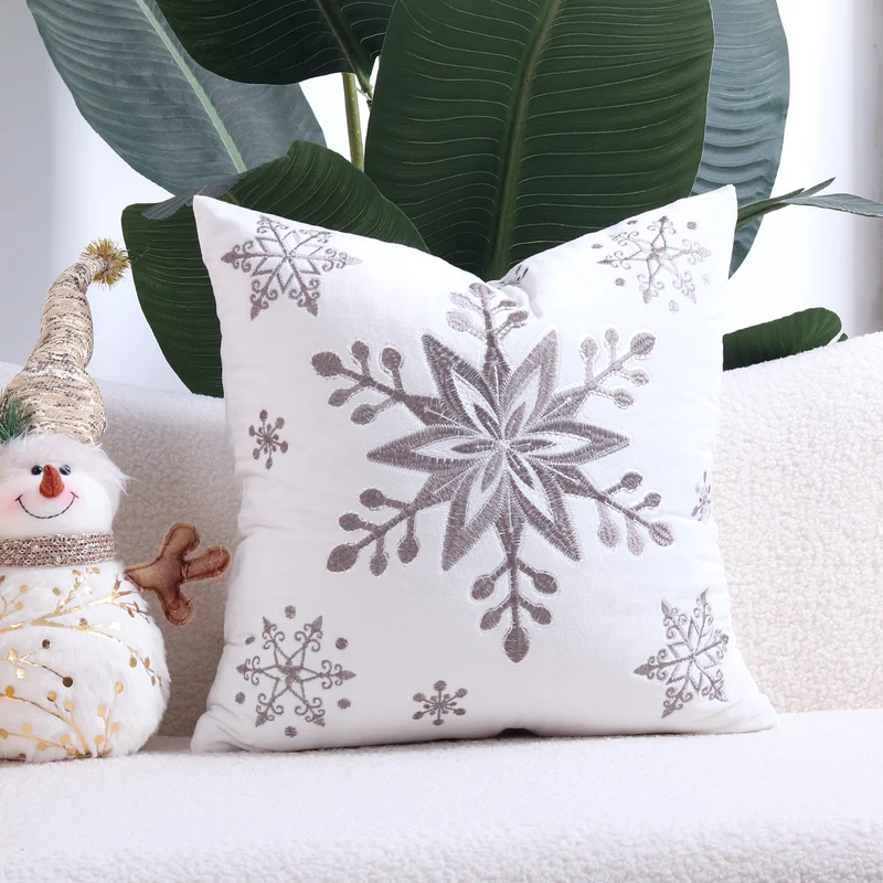 Decorative Holiday Throw Pillow with Deer Silhouette