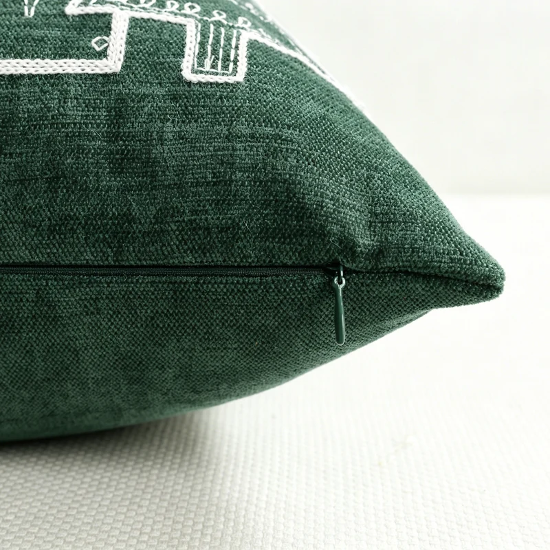 Christmas Gingerbread House Embroidered Velvet Lumbar Pillow Cover