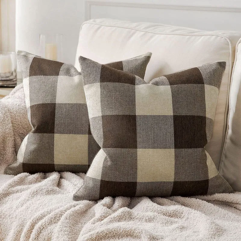 Buffalo Check Square Throw Pillow Covers with Hidden Zipper