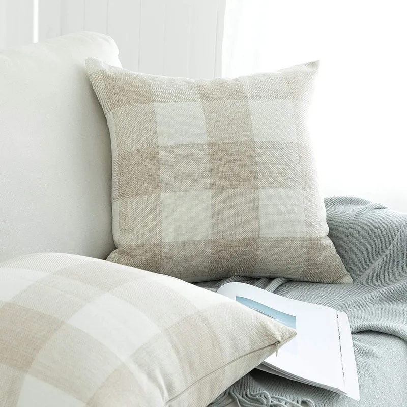 Buffalo Check Square Throw Pillow Covers with Hidden Zipper