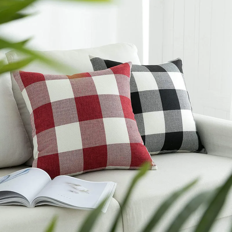Buffalo Check Cotton Canvas Square Throw Pillow Covers Set