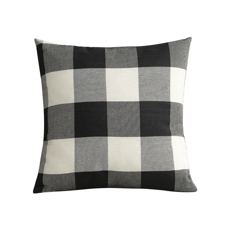 Buffalo Check Cotton Canvas Square Throw Pillow Covers Set