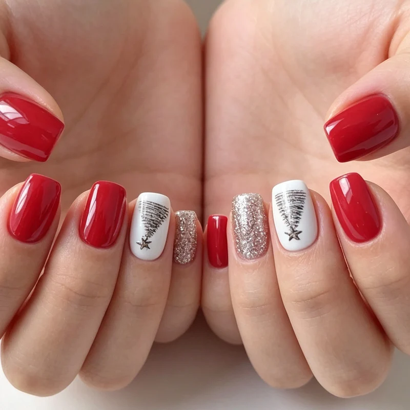 Festliche Baumdesign Nagelkunst Karnz