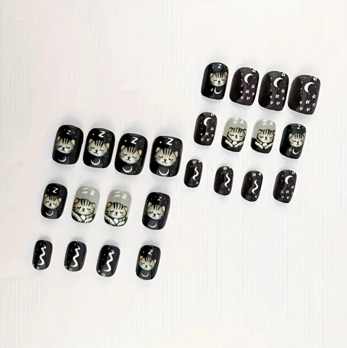 Whimsical Cat-Themed Nail Art Stornfield