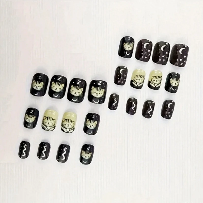 Whimsical Cat-Themed Nail Art Stornfield
