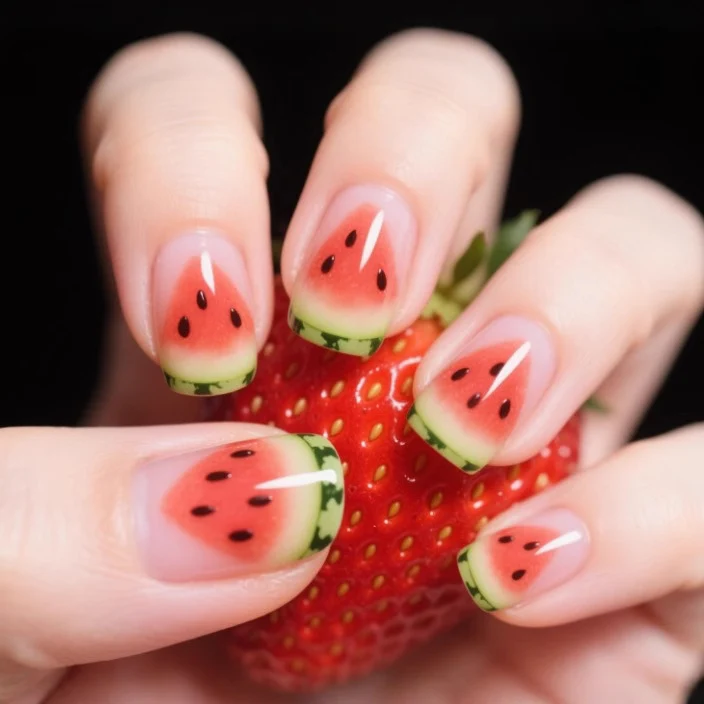 Watermelon-Inspired Nail Art Stornfield