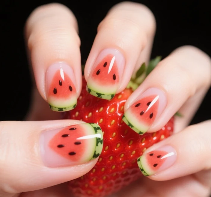 Watermelon-Inspired Nail Art Stornfield