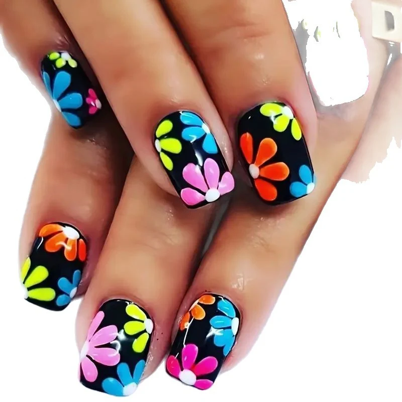 Vibrant Floral Nail Art Enhancements Stornfield