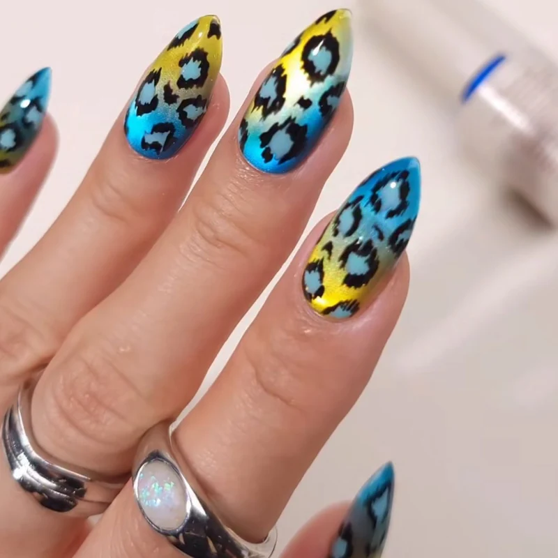Vibrant Artistic Leopard Print Nail Enhancements Stornfield