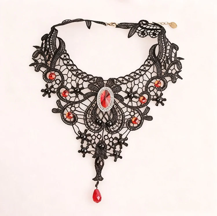 Choker-Halskette aus Stoff, schwarz, rot oder weiß