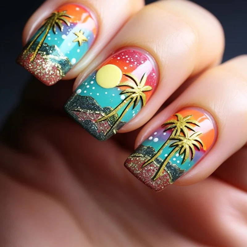 Tropical Sunset Nail Art Stornfield